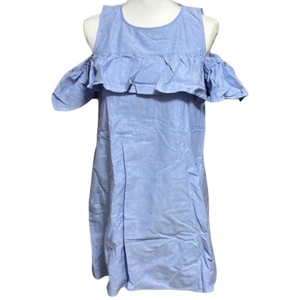 Peach‎ Love California Blue Cold Shoulder Ruffle Mini Dress
